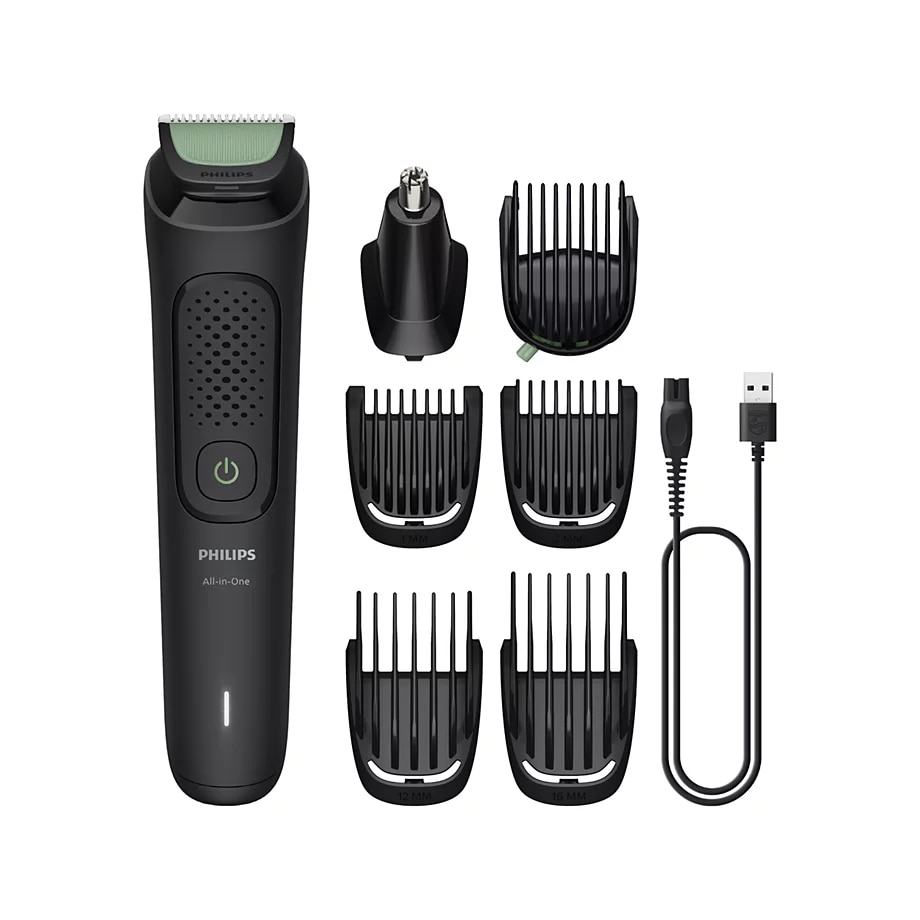 Aparat de tuns barba & parul de pe cap 7in1 PHILIPS All-in-One MG3930/15, autonomie 60 min, 10 setari de lungime: 0,5-16 mm, trimmer atasabil pentru nas si urechi, piepteni pt fata