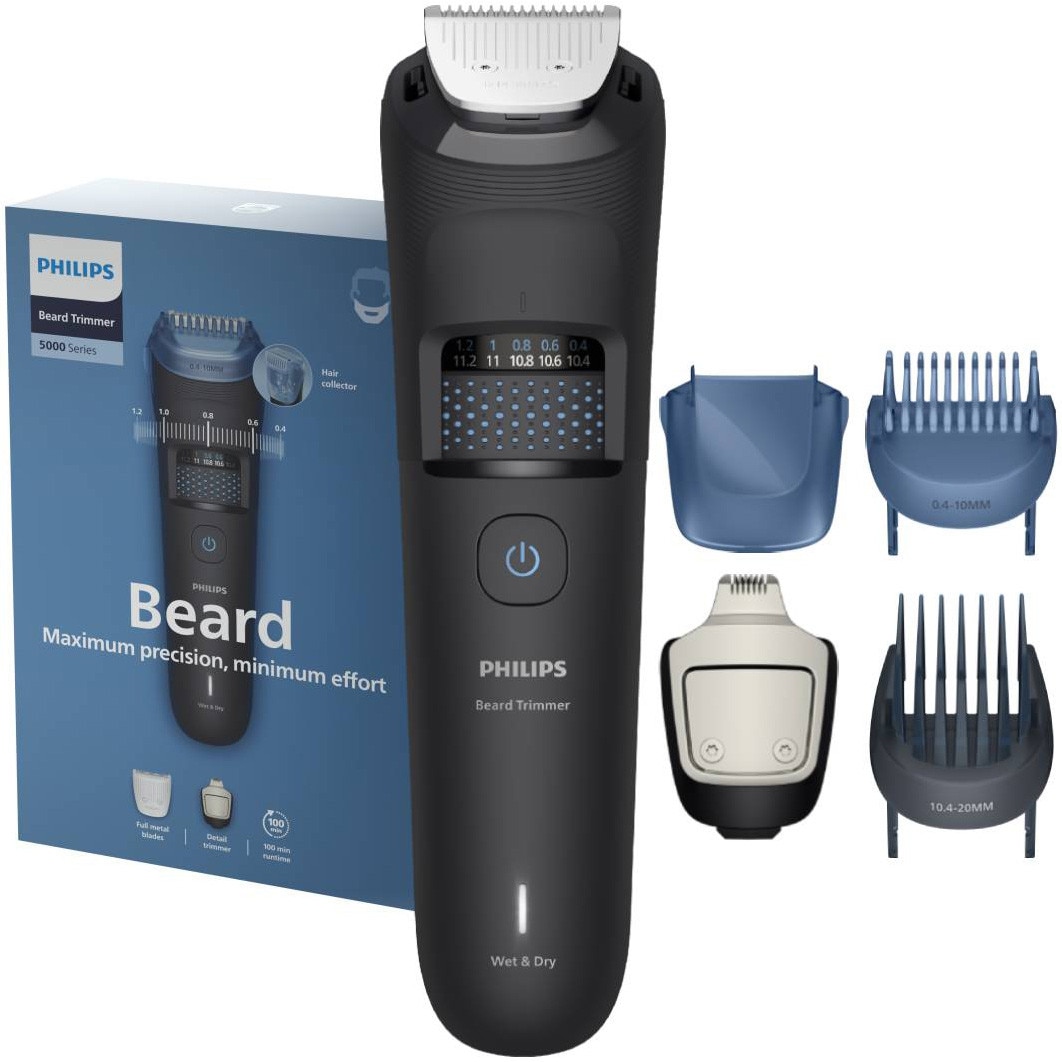 Aparat de tuns barba PHILIPS BT5775/15 cu lame integral metalice cu autoascutire, 40 de setari lungime (0,5-20 mm), autonomie 100 min, colector de par, trimmer pentru detalii, trim