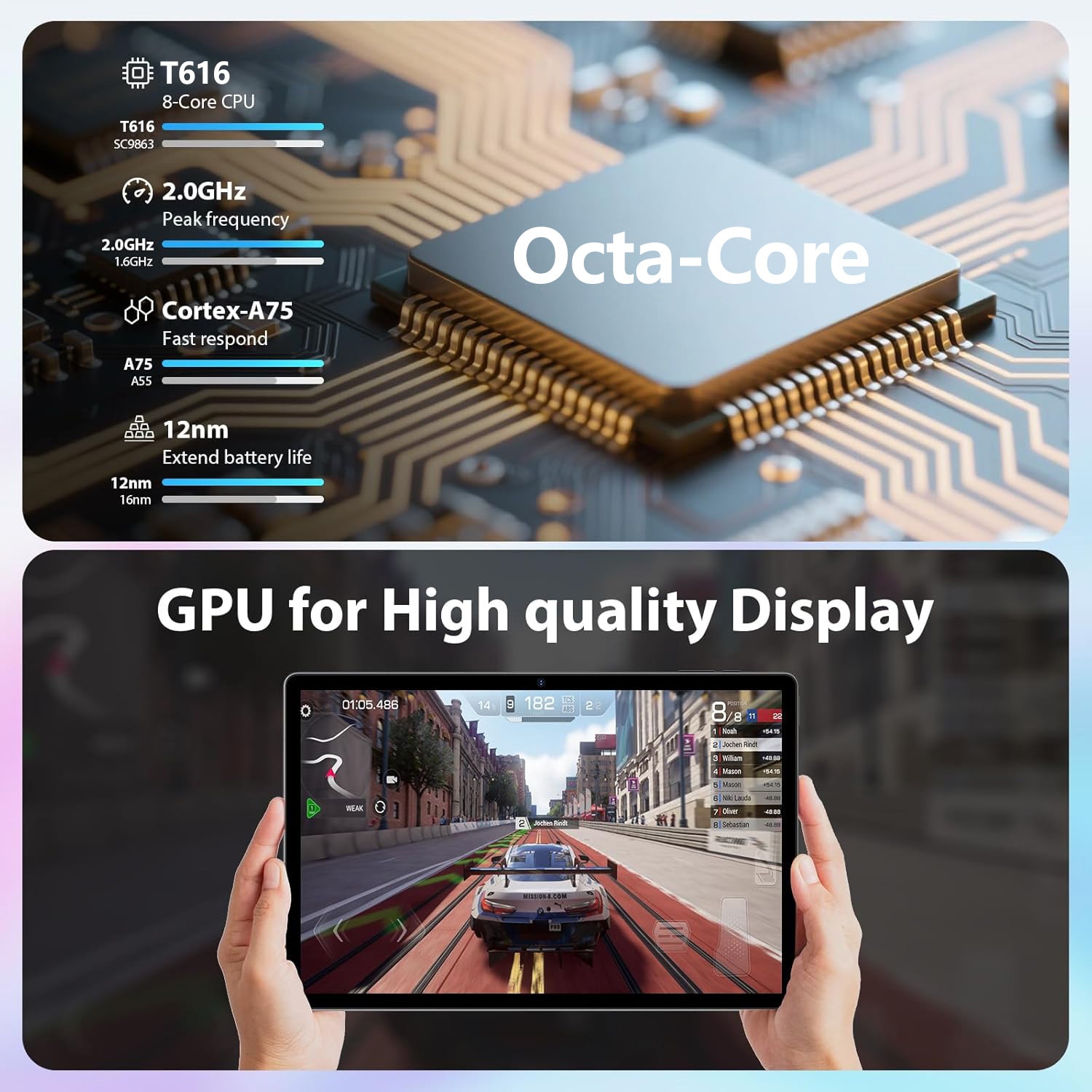 Tableta 13.3" Octa-Core, 256GB ROM, 36(12+24)GB RAM, Android 14.0, 5GHz WIFI, 2000*1200 2K FHD, 11580mAh, 13MP+8MP, Gri