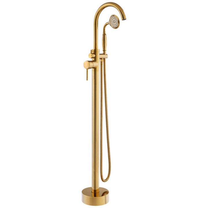 Baterie cada Free standing Silla S-1221G, set de dus, montaj pe podea, Auriu