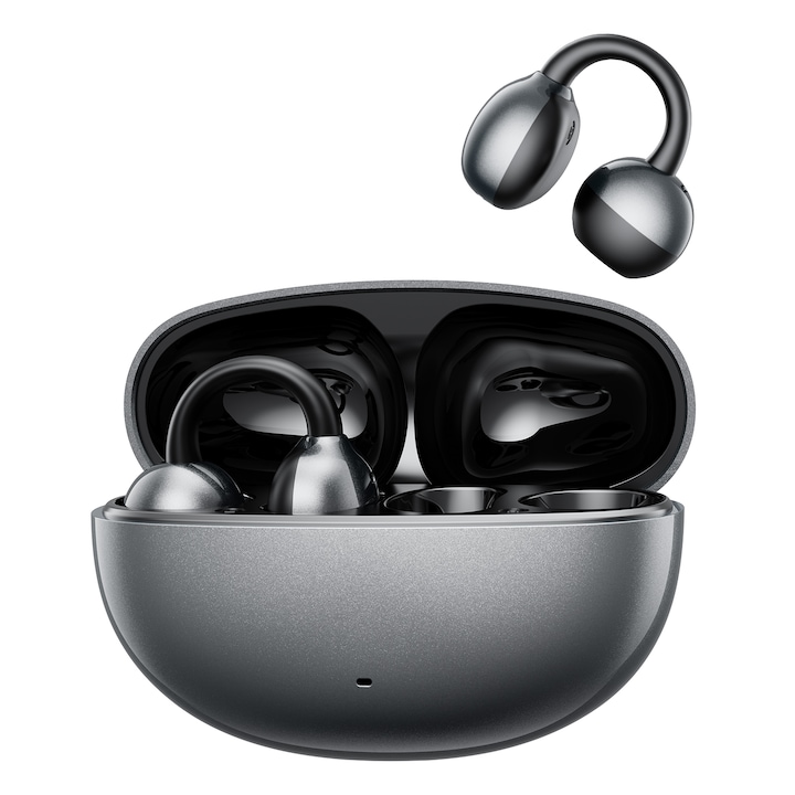 Безжични Bluetooth слушалки с щипка за ухо и AI преводач, превод на 40 езика, двойна връзка, ENC шумопотискане, 24 часа автономност, леки 4g, черни