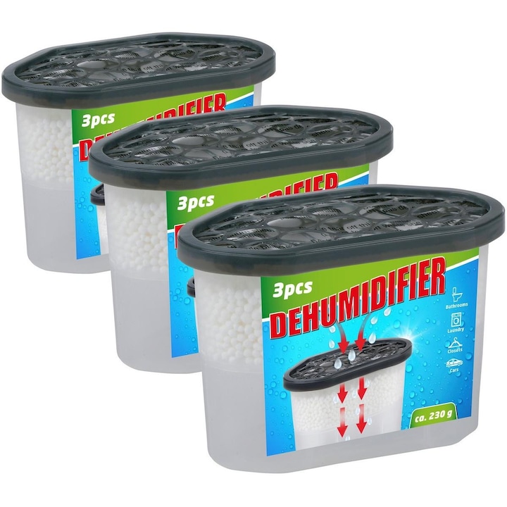 Set 6 rezerva absorbant umiditate, universal cartuse absorbant de umiditate 6 x 250g, granulele pentru excesul de umiditate din casa
