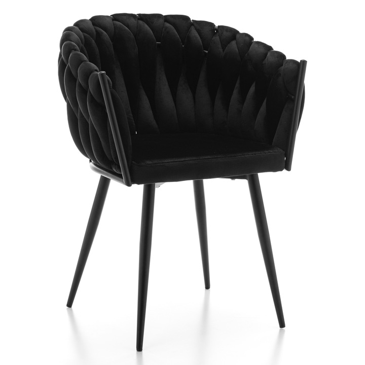 Тапициран стол Латина, черен, метал, 83x60x55см, товароносимост 120кг