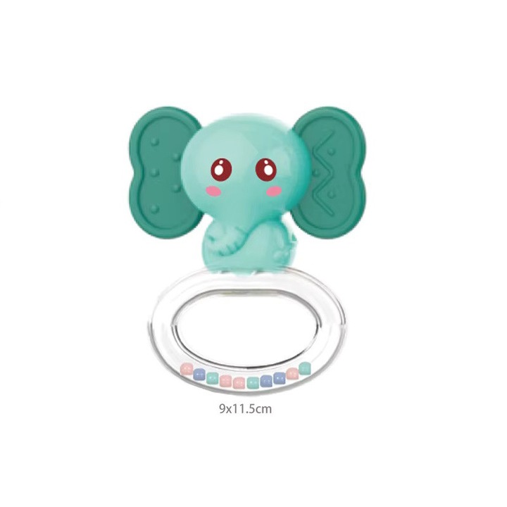 Jucarie bebe 2 in1 zornaitoare si dentitie, elefant, 0 luni+