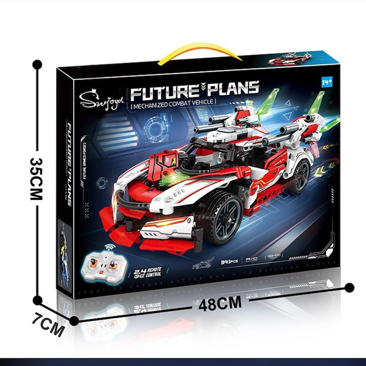 Set constructie masina RC 2 in 1 SWJOYOL rosu 48x7x35cm 341 piese