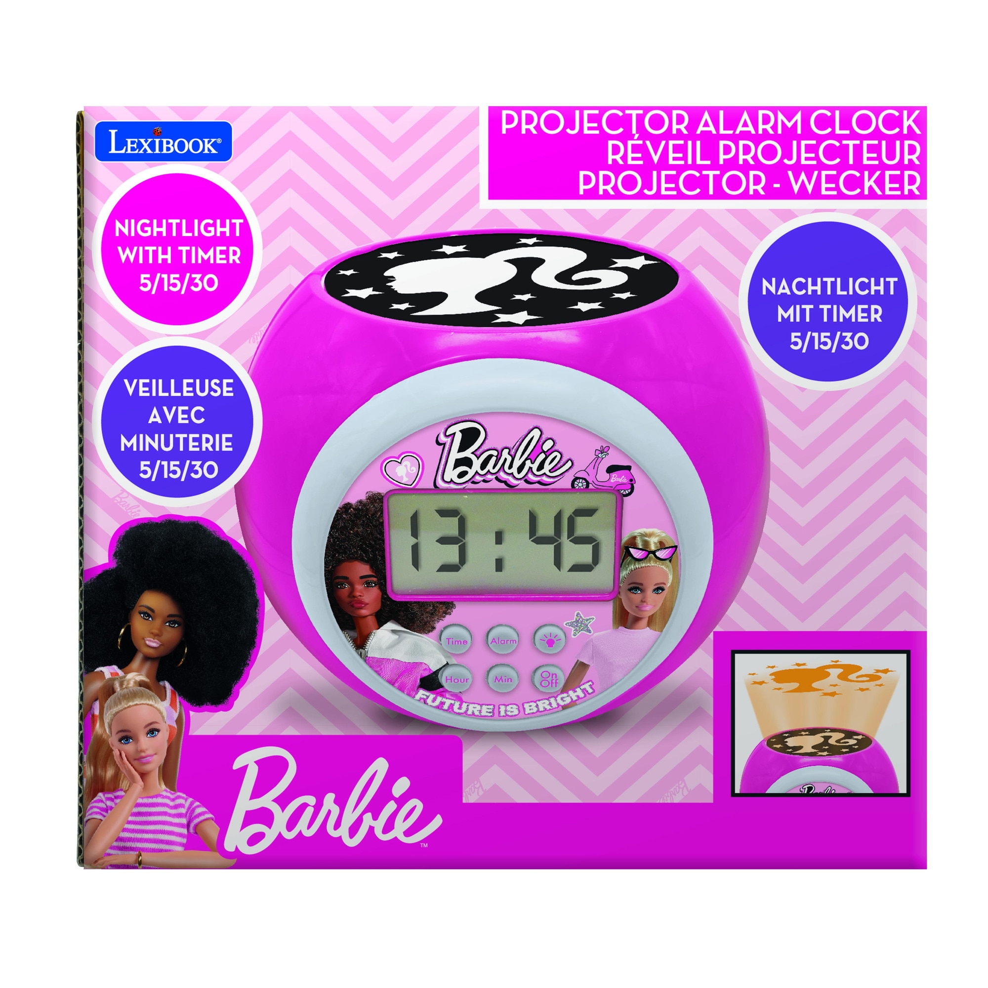 Ceas desteptator Lexibook - Barbie, cu proiector