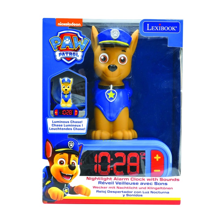 Ceas desteptator Lexibook - Paw Patrol, cu lumini si sunete