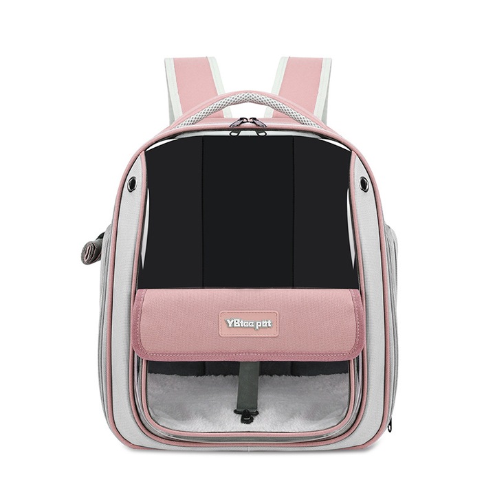 Rucsac pentru pisici, transparent, capacitate mare, pliabil, roz