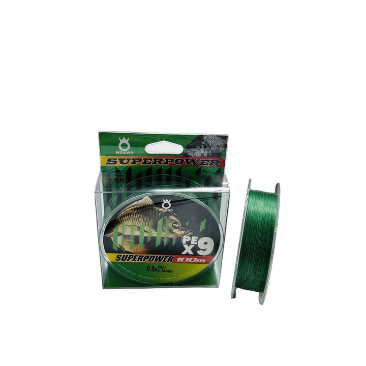 Fir de pescuit, 100m, 0.8 PE X9, verde inchis, set