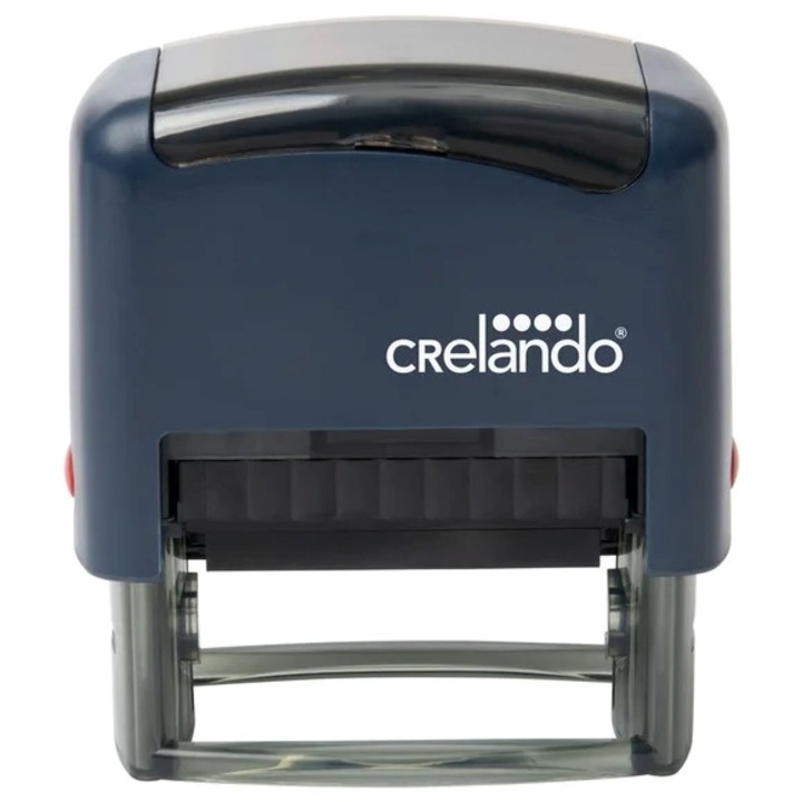 Stampila personalizabila Crelando de birou cu auto-setare, 4 linii de text cu inaltimea de 3mm si peste 300 de litere, potrivit pentru toate tipurile comune de hartie