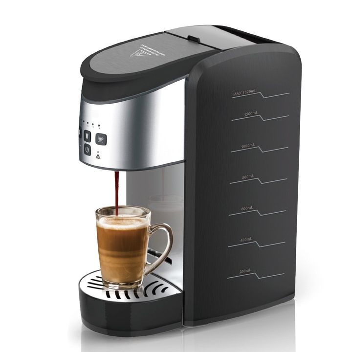 Espressor, 1500W, 220V, control precis al temperaturii, 1320ml, usor de curatat, compatibil cu o varietate de tipuri de cafea, 11x24x31cm, negru