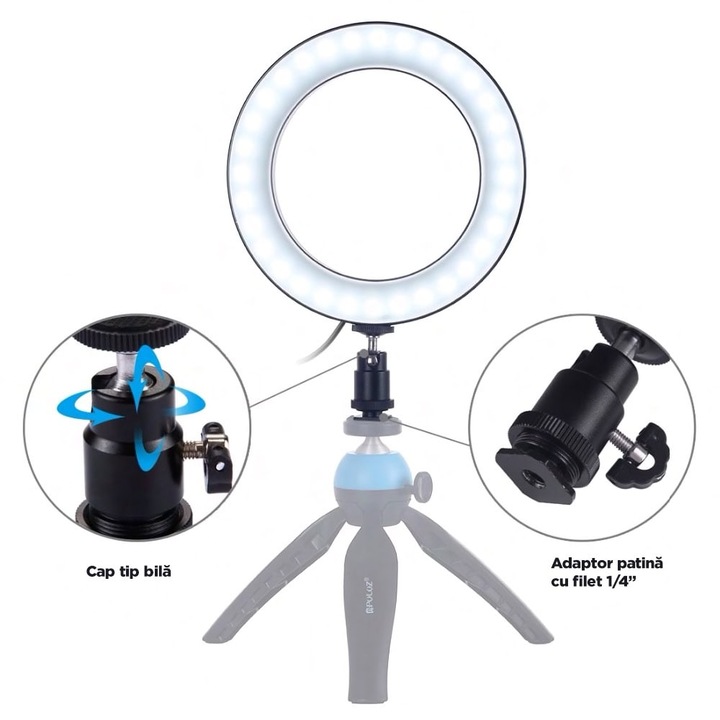 Lampa circulara pe usb Puluz 9cm