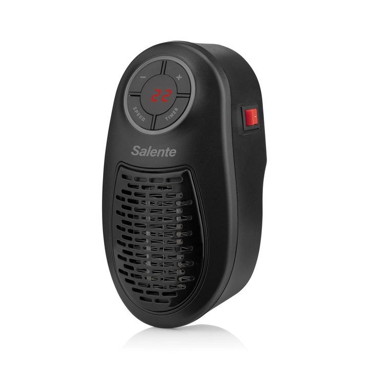 Ventilator cu aer cald Salente HotHeat, 500 W, negru, dimensiuni 11x9, 6x17, 8 cm