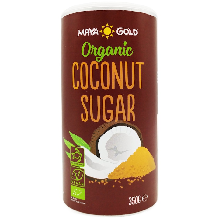 Zahar din nectarul florilor de cocos ecologic, 100%natural, fara aditivi sau conservanti, 350g, Maya Gold Organic