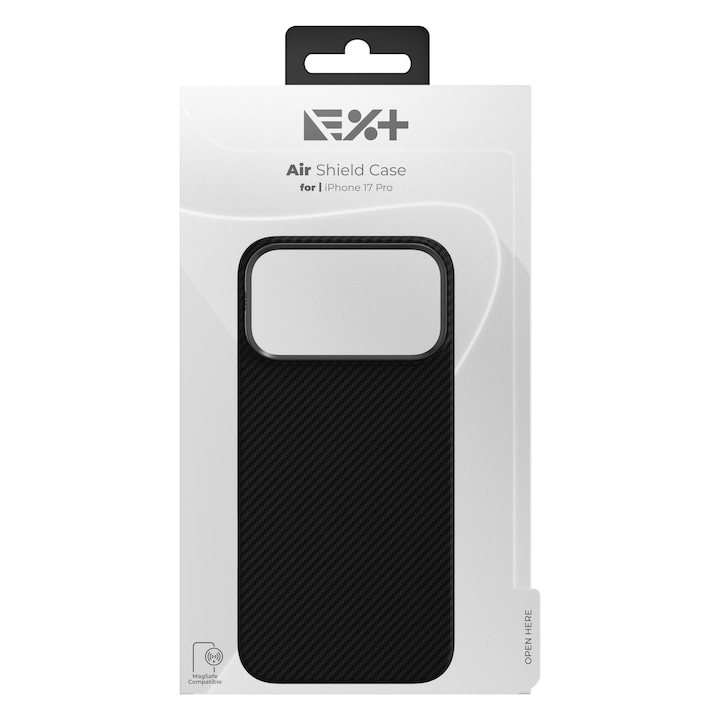 Husa NOA AirShield Magnetica din Aramida pentru iPhone 17 Pro Max, Protectie avansata, MagSafe, Subtire, Neagra