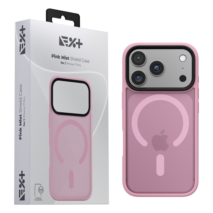 Husa de protectie NOA Mist Shield, compatibila Magsafe, pentru Iphone 17 Pro, Roz