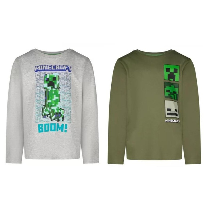 Minecraft Tricou cu mânecă lungă pentru copii, bluză, 6-12 ani / 116-152 cm