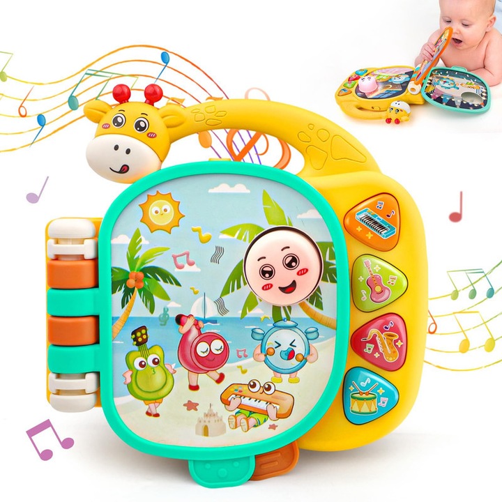 Játékok 1 éves babáknak – Interaktív hangos és zenélő könyv 12 hónapos babáknak, 3 játékmóddal és fényekkel, Érzékszervi játékok kisgyermekeknek Születésnapi ajándékok 1 éves újszülött fiúknak lányoknak