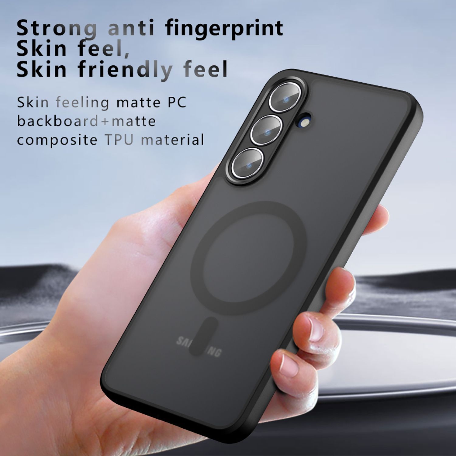 Husa Magnetica pentru Samsung Galaxy S25 FE, Compatibila cu MagSafe, Carcasa Telefon cu Spate Mat Translucid si Protectie la Impact, Negru