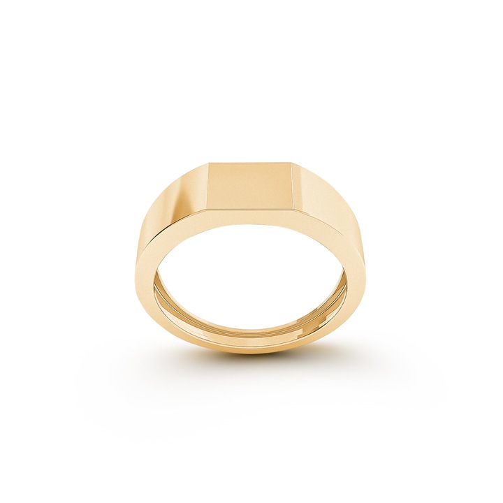 Inel barbatesc elegant din argint placat cu aur, cu gravura decorativa – design clasic, marimea 25 | Φ20,67 mm, Giorre