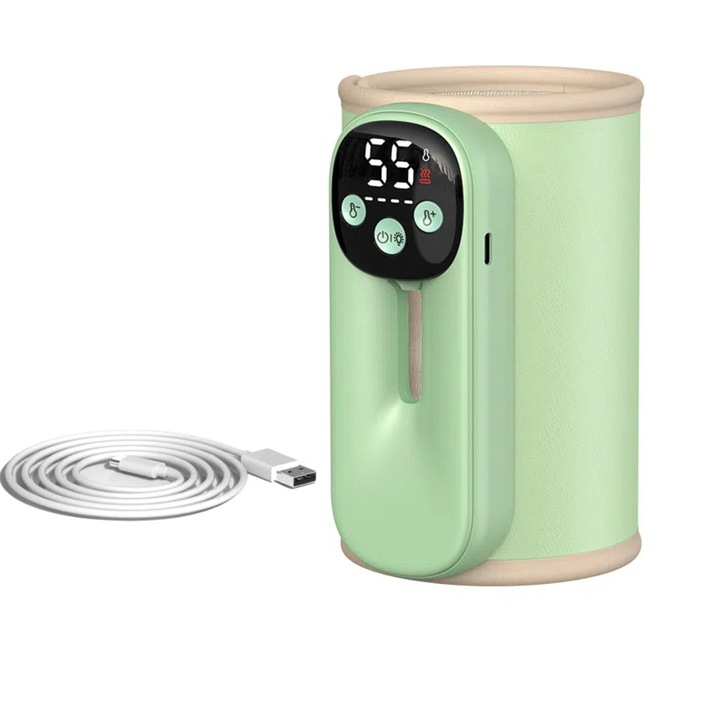 Incalzitor portabil de biberoane pentru calatorii, incalzire rapida - Incalzitor portabil de biberoane cu afisaj al temperaturii alimentat de o baterie de 8000mAh, incalzitor de biberoane pentru calatorii