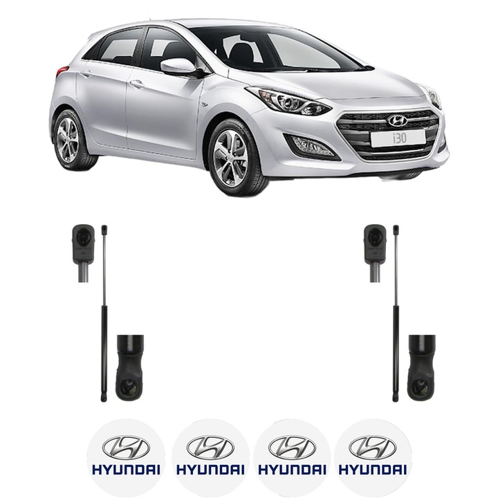 Csomagtérajtó teleszkóp szett HYUNDAI i30 (GD) modellekhez (2011-2016), 2 darab, MAGNUM TECHNOLOGY, 4 db HYUNDAI autós matrica