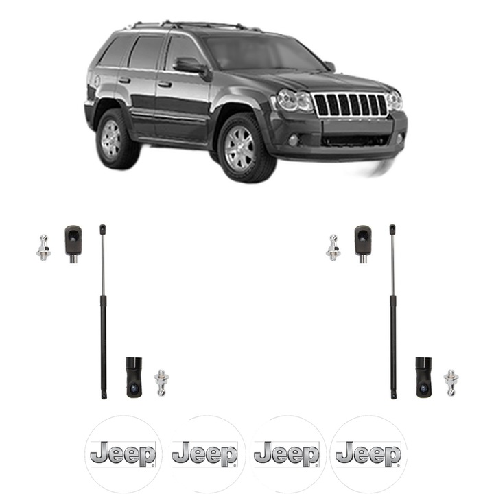 Set amortizoare portbagaj haion pentru JEEP GRAND CHEROKEE III (WH, WK) din 2004-2011, 2 bucati, MAGNUM TECHNOLOGY, 4 stickere auto JEEP