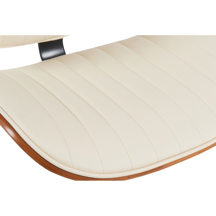 Set de 2 scaune de bar Clawson, piele ecologica, crom nuca/smantana