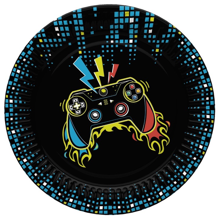 Gamer Play Pad papírtányér 8 db-os 22,7 cm