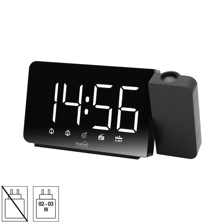 Ceas deșteptător radio Home LTCRP03 LED cu proiector