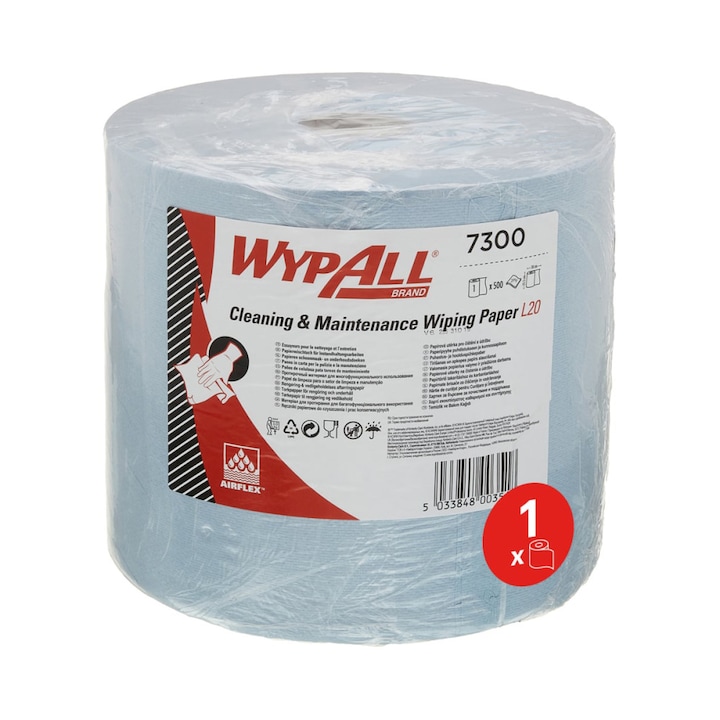 Lavete Wypall L20, 2 Straturi Airflex, Albastra, 23.5 X 38 Cm, 500 Portii