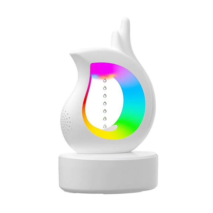 Плаващ овлажнител във формата на водна капка с Bluetooth високоговорител и амбиентно осветление, Бял