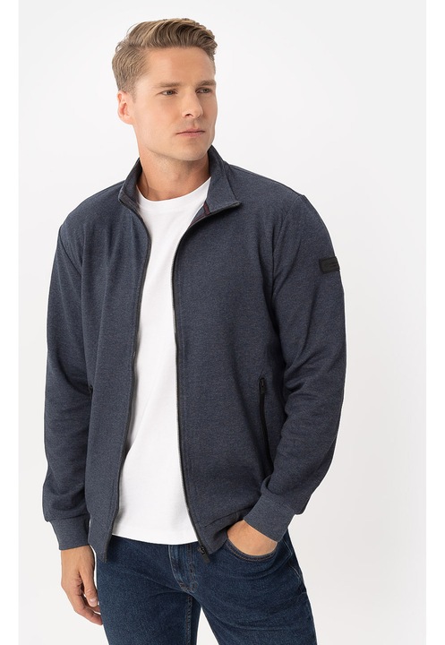 Hanorac barbati cu fermoar, guler inalt, doua buzunare cu fermoar, Volcano B-Swed, bleumarin melange, Bleumarin melange