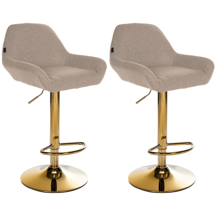 Set de 2 scaune de bar din material textil Braga Gold gri-maro