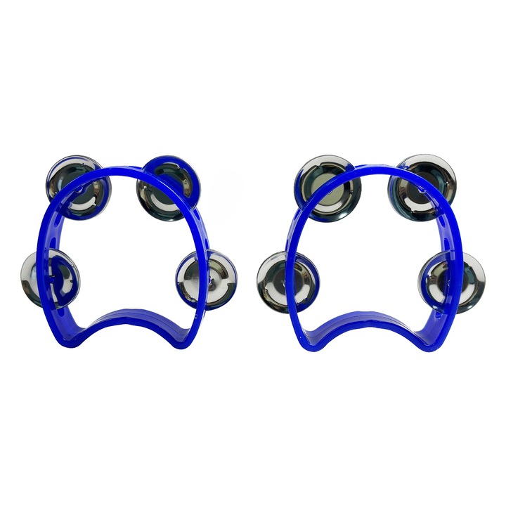 Set 2 Tamburine de Mana JoyTones | Instrumente de Percutie cu 4 Zurgalai | pentru Scoala si Petreceri - Cadou Ideal, albastru