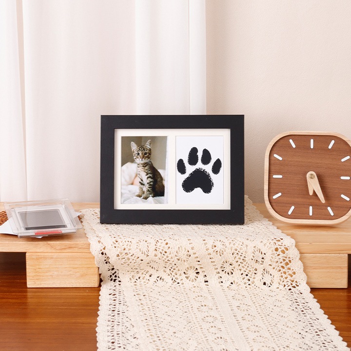 Rama foto cu amprenta labutei pentru animale de companie, cadou DIY, suvenir, rama foto neagra de 7 inch, 17,8*12,7 cm