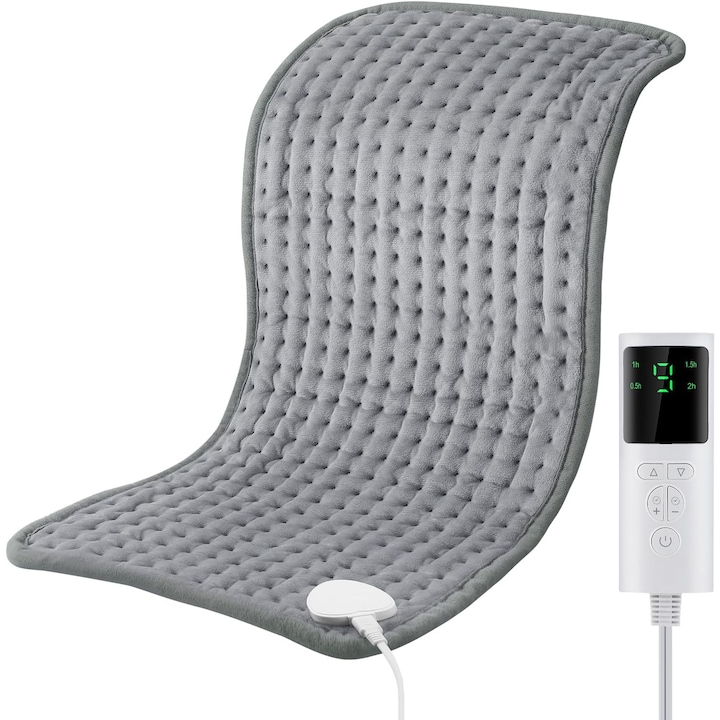 Perna electrica Oricean®, 75 W, 60x30cm, 9 Trepte Temperatura, 4 Setari temporizator, gri
