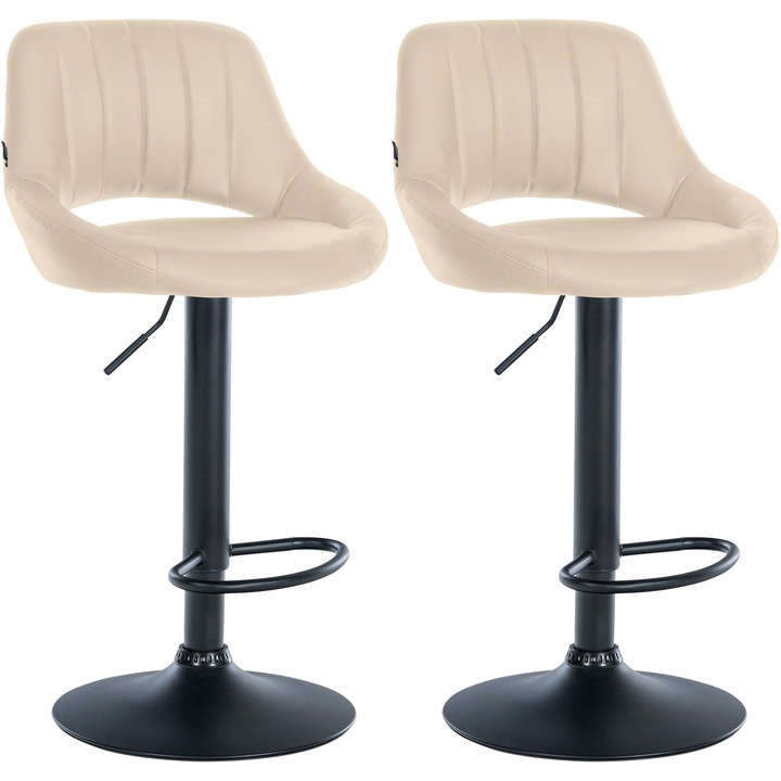 Set de 2 scaune de bar Milet din piele artificiala B crema