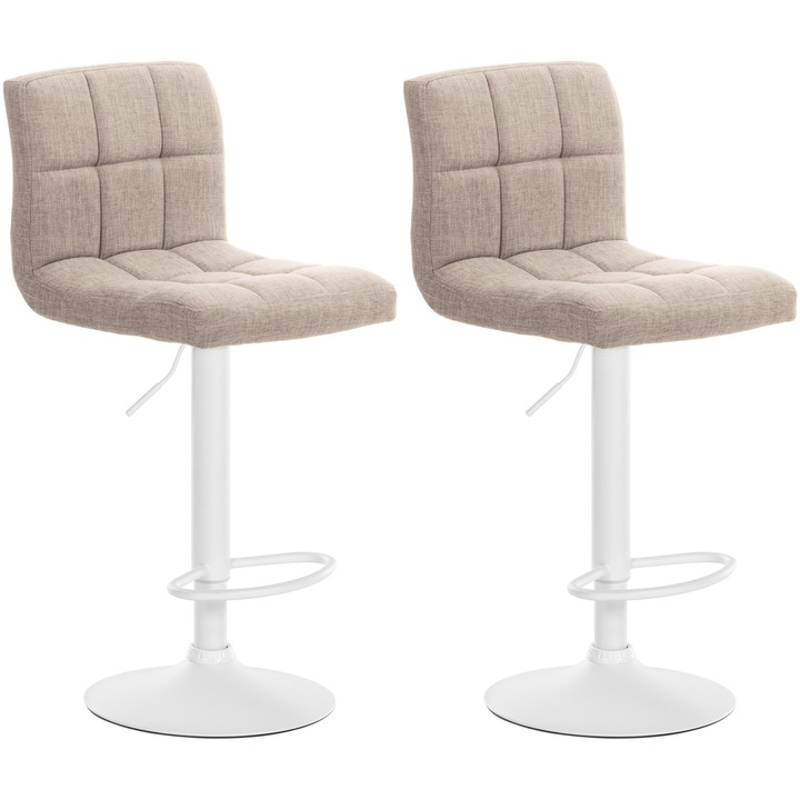 Set de 2 scaune de bar Calma din material textil alb crema