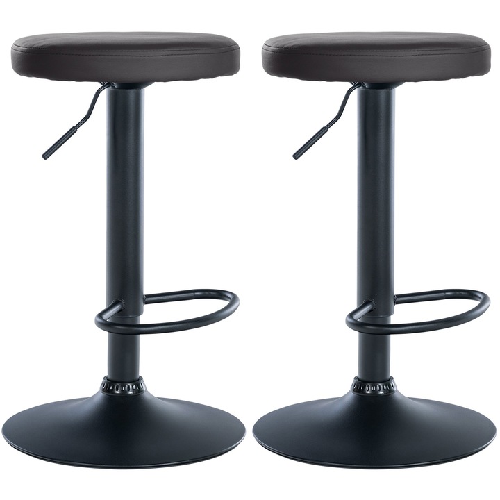 Set de 2 scaune de bar Ponte din piele ecologica neagra negru