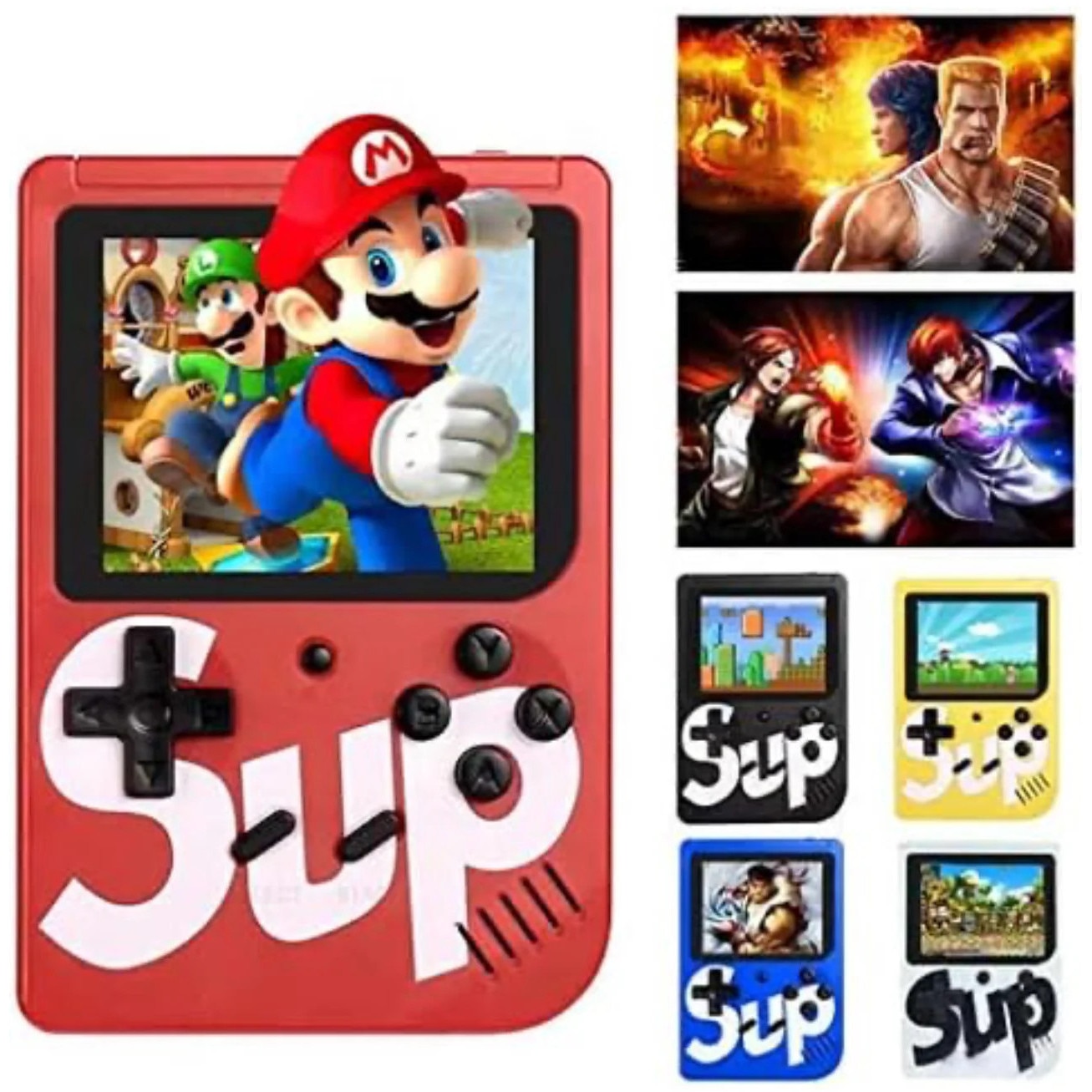 Consola portabila 400 jocuri clasice (Mario, Pac-Mac, Contra, etc), portabila ANGMAD, display 2.8 inch, baterie 1050mAh, conectare TV, culoare: alb, varsta min. recomandata 3ani+