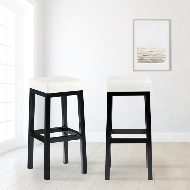 Scaun de bar Taylor B85 piele artificiala alb