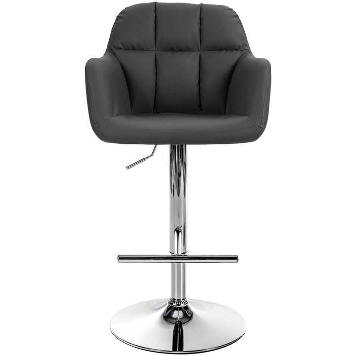 Scaun de bar Natoma, piele ecologica, crom negru