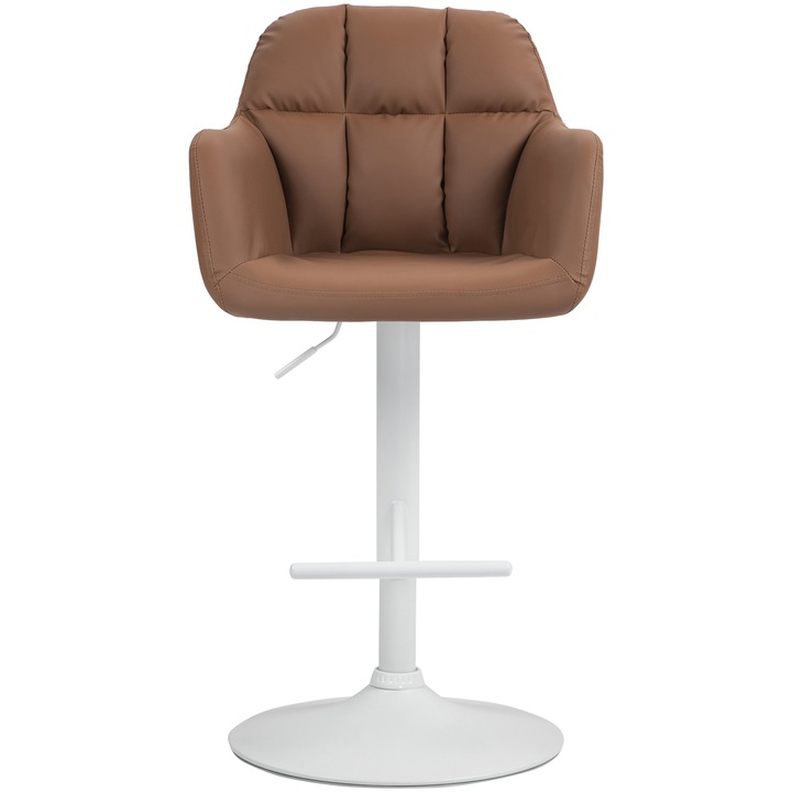 Scaun de bar Natoma, piele ecologica alba maro deschis