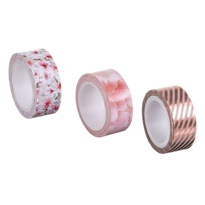 Set Benzi Adezive Roz Floral 5mx1.5cm - 3buc