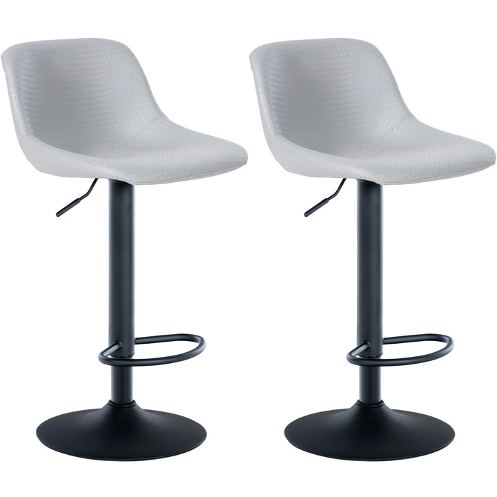 Set de 2 scaune de bar Loft din piele ecologica gri