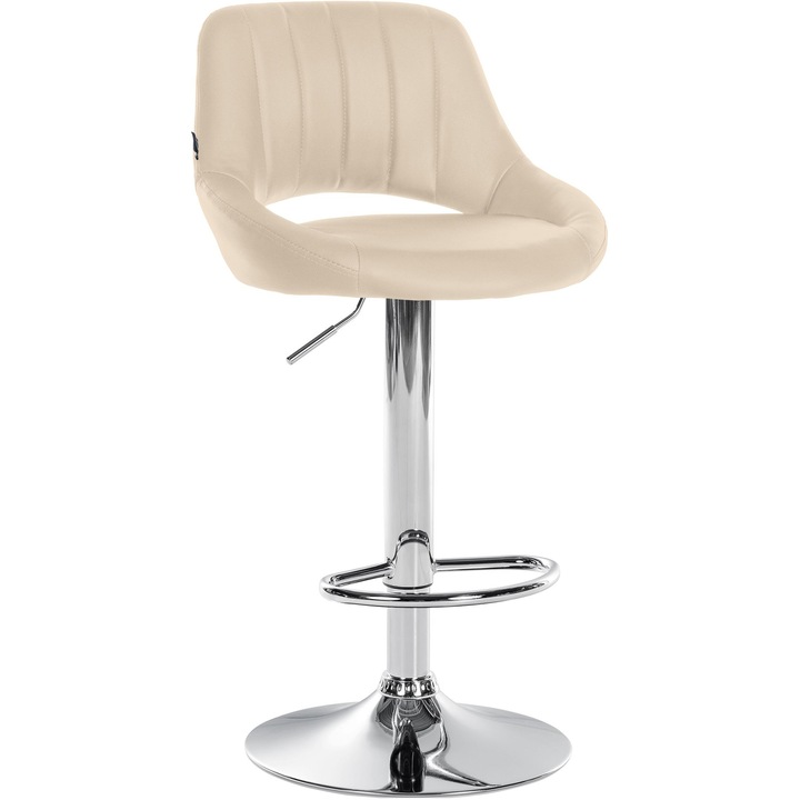 Scaun de bar Milet din piele artificiala cromata crema