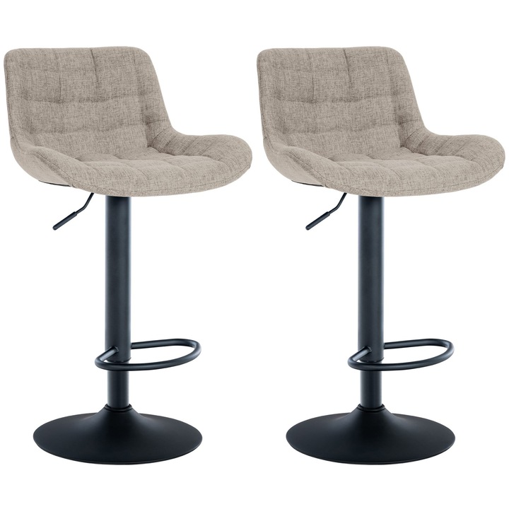 Set de 2 scaune de bar din material textil Tover gri-maro