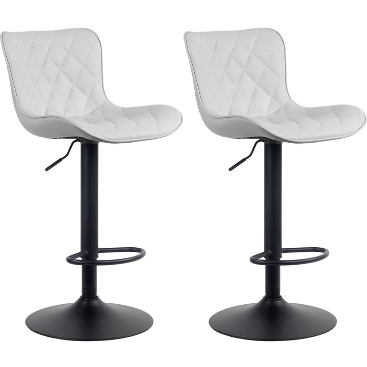 Set de 2 scaune de bar Emma din piele artificiala alb