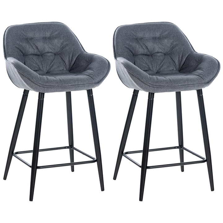 Set de 2 scaune de bar Gibson din material textil gri
